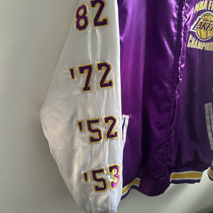 Los Angeles Lakers NBA Finals & NBA Champions Carl Banks satin bomber Jacket - Large